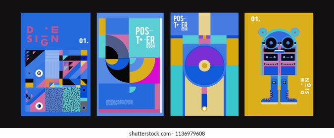 abstract, design, collage, background, banner, poster, presentation, print, retro, set, shape, style, template, texture, toys, triangle, vector, annual, art, backdrop,  robot, book, booklet, brochure,