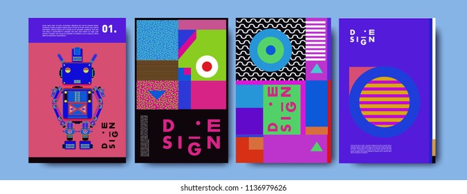 abstract, design, collage, background, banner, poster, presentation, print, retro, set, shape, style, template, texture, toys, triangle, vector, annual, art, backdrop,  robot, book, booklet, brochure,