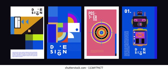 abstract, design, collage, background, banner, poster, presentation, print, retro, set, shape, style, template, texture, toys, triangle, vector, annual, art, backdrop,  robot, book, booklet, brochure,