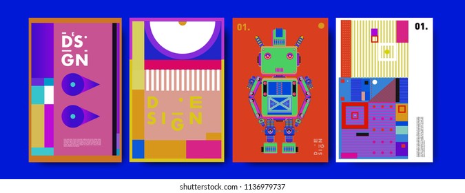 abstract, design, collage, background, banner, poster, presentation, print, retro, set, shape, style, template, texture, toys, triangle, vector, annual, art, backdrop,  robot, book, booklet, brochure,