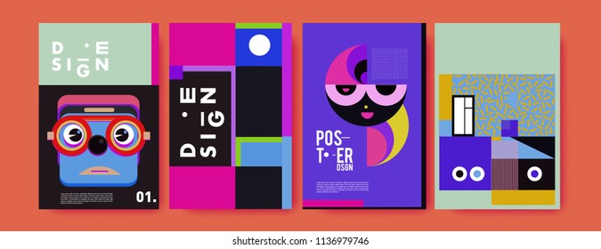 abstract, design, collage, background, banner, poster, presentation, print, retro, set, shape, style, template, texture, toys, triangle, vector, annual, art, backdrop,  robot, book, booklet, brochure,