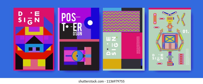 abstract, design, collage, background, banner, poster, presentation, print, retro, set, shape, style, template, texture, toys, triangle, vector, annual, art, backdrop,  robot, book, booklet, brochure,