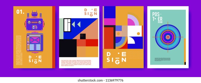abstract, design, collage, background, banner, poster, presentation, print, retro, set, shape, style, template, texture, toys, triangle, vector, annual, art, backdrop,  robot, book, booklet, brochure,