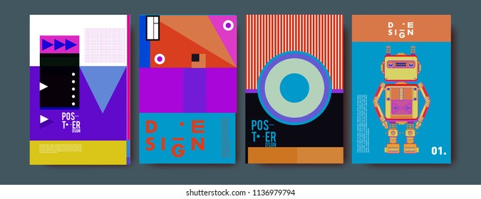 abstract, design, collage, background, banner, poster, presentation, print, retro, set, shape, style, template, texture, toys, triangle, vector, annual, art, backdrop,  robot, book, booklet, brochure,