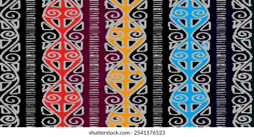 Diseño abstracto con motivo de batik coloreado sobre un fondo gris