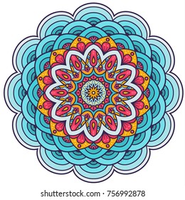  Abstract design colored element. Round mandala in vector. Graphic template for your design. Circular pattern.