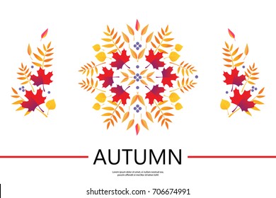 Abstract design of colorful autumn leaves. Vector illustration.