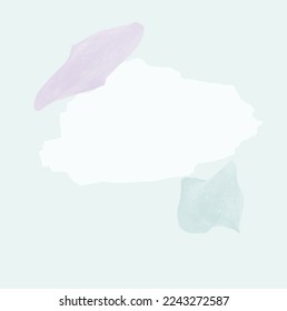 Abstract design with colorful figures .Delicate pastel watercolor spots on light green background 