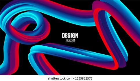 Abstract. Design colorful fluid shape background. Wave shape on black color background , for  layout, brochure,page, poster. Vector illustration