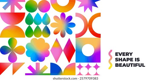 Abstract Design with Colorful Gradient Shapes. Modern Vector Graphic for Posters, Backgrounds and Banners. Bright Geometric Texture