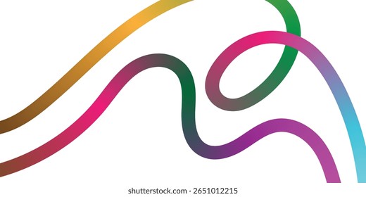 Abstract design with colorful, intertwined, flowing lines. A dynamic image featuring interwoven, curved lines in a variety of vibrant colors, including shades of purple, pink, green, blue, and gold.