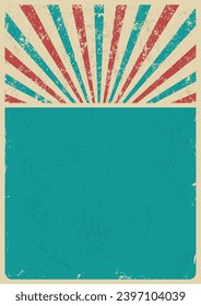 Abstract design colorful layout poster with copy space on plain background and rays in grunge style vector illustration
