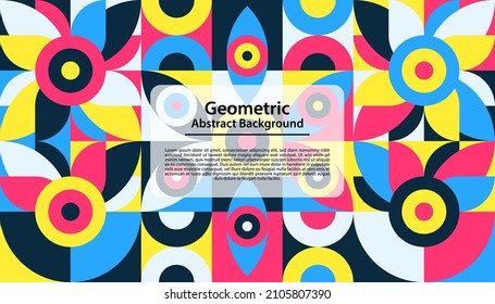 Abstract design of colorful memphis background. Trendy square template.