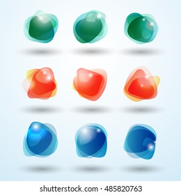 Abstract design colorful science elements set isolated on light background with shadows flat vector illustration