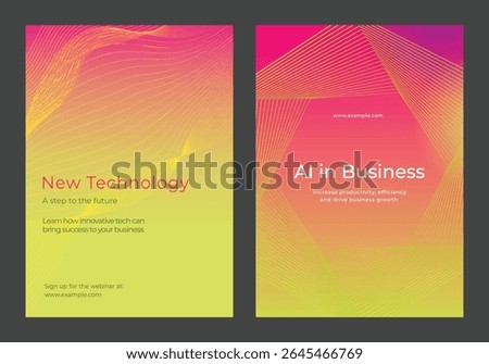 Abstract design with colors, showcasing technology and business. Features AI, innovation, and growth. Perfect for tech and business events. Digital transformation, colorful poster template vector set.