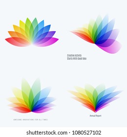 Abstract design of colourful vector elements for modern background with flower smooth shape for business branding summer. Set
