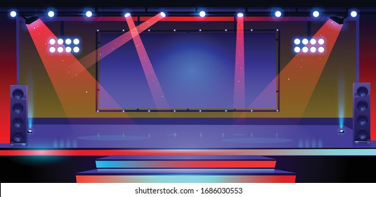 Diseño abstracto del escenario colorido con luces 