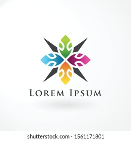 Abstract Design with Combination Leaf Arrow and Multiple Gradient Color 
