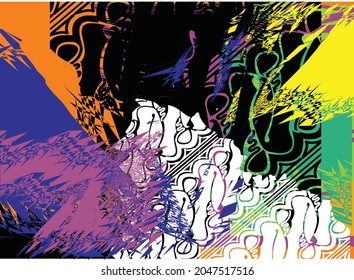 Abstract design with a combination of typical Indonesian batik motifs, with exclusive contemporary colors 