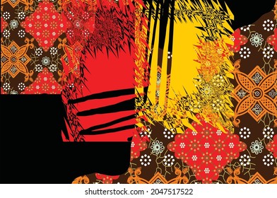 Abstract design with a combination of typical Indonesian batik motifs, with exclusive contemporary colors 
