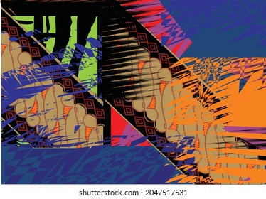 Abstract design with a combination of typical Indonesian batik motifs, with exclusive contemporary colors 