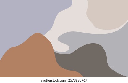 abstract design combines muted tones of lavender, beige, warm brown, and gray, well-suited for modern interiors, particularly in spaces like living rooms, bedrooms, or creative studios
