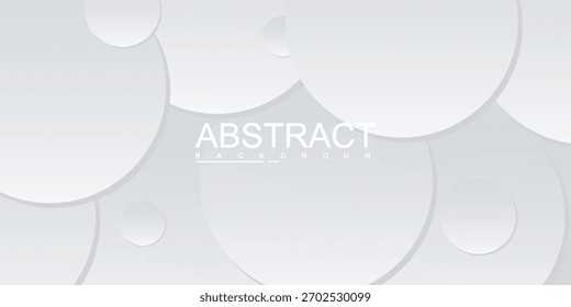 An abstract design composed of overlapping white and gray circles, creating a layered effect. The circles vary in size and opacity.