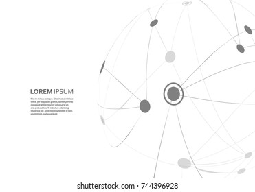 Abstract design with compound lines and dots. Vector connect background.