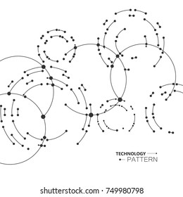 Abstract design with compound lines and dots. Vector connect background