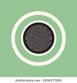 Diseño Abstractas con círculos concéntricos sobre un fondo verde. El círculo central presenta un patrón texturizado. Diseño minimalista y moderno con Formas geométricas. Lindo Vector de ilustración.