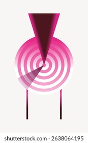 Abstract design with concentric pink circles and geometric shapes. Pink and white circles create a modern, abstract pattern with geometric elements. Abstract graphic vector.