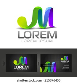 abstract design concept icons M on business topics vector logo design template , business card design template
