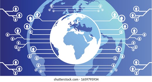 Abstract design concept of the technology of connecting people with globe vectors templates