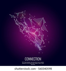Abstract design of connection concept consists of triangles dots and circles. Vector Illustration.