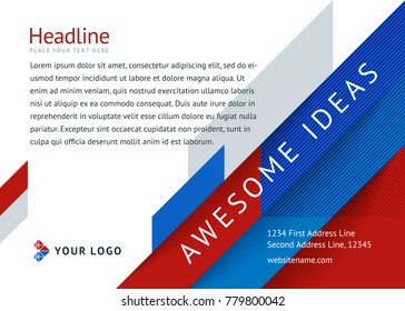 Abstract design cover booklet template, magazine, flyers, flyer, with logo and place under the text. Geometric shapes, squares, triangles, lines. Vector illustration in a modern flat style.