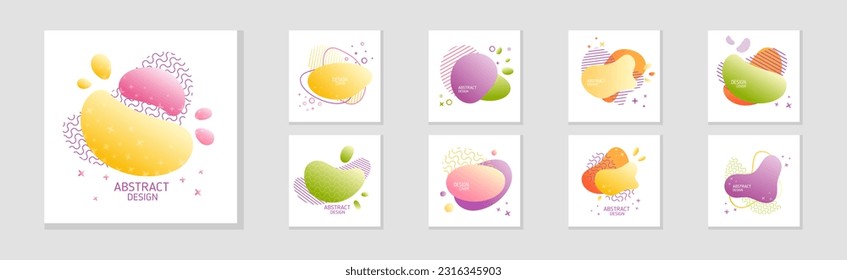 Abstract Design Cover with Fluid Gradient Shape Vector Template Set