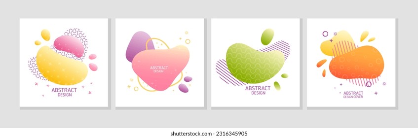 Abstrakter Design-Cover mit fließendem Farbverlauf-Vektor-Vorlagensatz