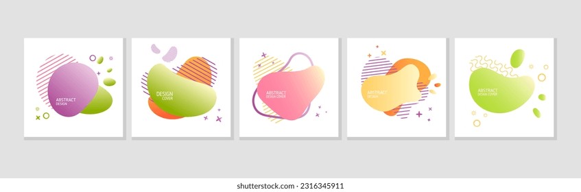 Abstract Design Cover with Fluid Gradient Shape Vector Template Set