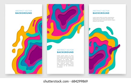 Abstract design cover with multi color layers paper cut effect design for banners, posters or flyer and brochure cover template. Vector illustration of abstract texture background.