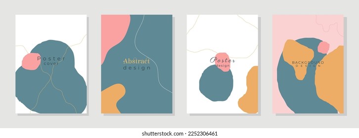 Conjunto de la cubierta de diseño abstracto. Un objeto lindo minimalista. Plantilla de fondo creativa con formas de fluido abstracto y artes de línea. Diseño para tarjetas de felicitación, medios sociales, afiches, pancartas. Ilustración del vector