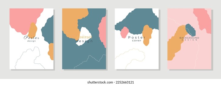 Abstract design cover set. Minimalistic cute object. Creative background template with abstract fluid shapes and line arts. Design for greeting card, social media, poster, banner. Vector illustration