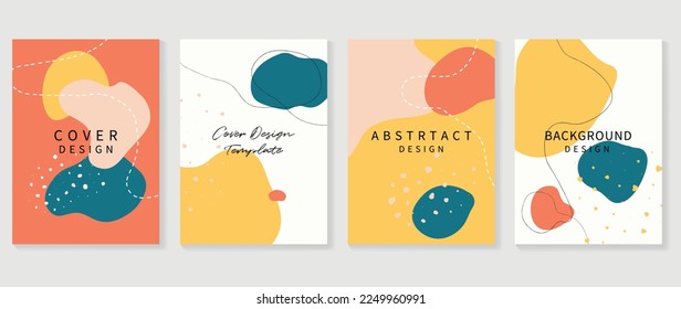 Ilustración vectorial de conjunto de portadas de diseño abstracto. Plantilla de fondo creativo con formas orgánicas de color abstracto y artes de línea. Diseño para tarjeta de felicitación, invitación, medios sociales, afiche, pancarta.