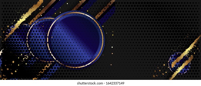 Abstract design creative template Gold and dark blue color decorative elements