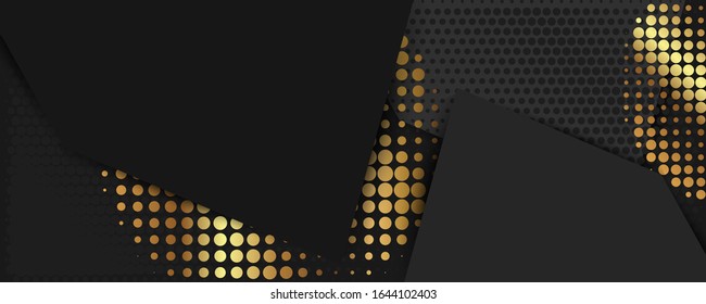 Abstract design creative template Gold and dark gray color decorative elements