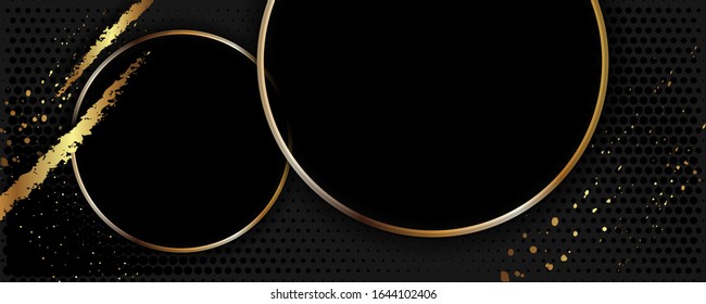 Abstract design creative template Gold and dark gray color decorative elements