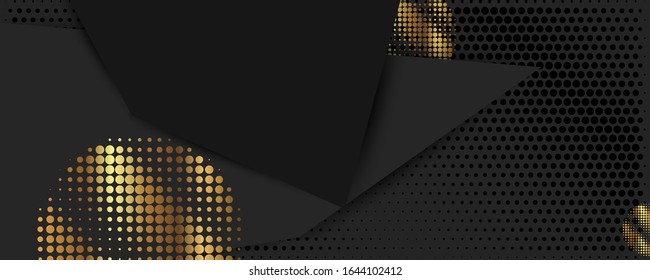 Abstract design creative template Gold and dark gray color decorative elements