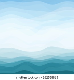 Abstract Design Creativity Background of Blue Horizontal Waves, Vector Illustration EPS10