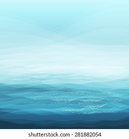 Abstract Design Creativity Background Of Blue Sea Waves, Vector Illustration EPS10