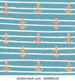 Abstract design creativity background of blue waves. Vector Illustration. 
Nautical background with anchors. 