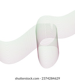 abstract design of curved wave lines in green, red gradations